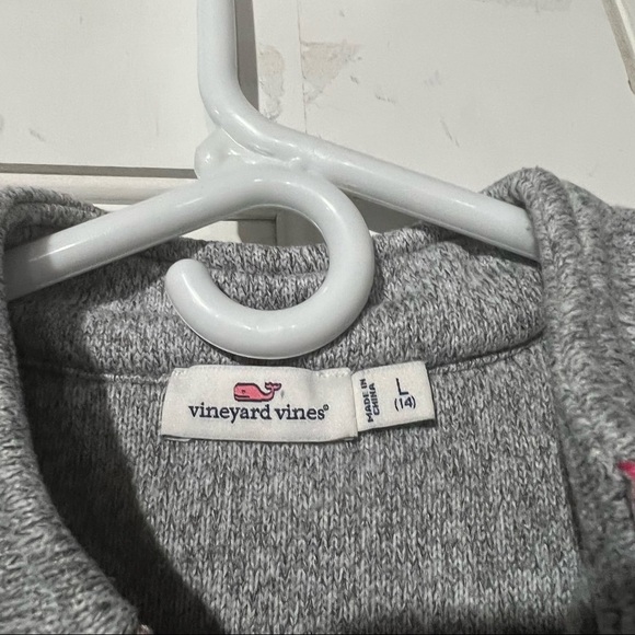 Vineyard Vines Girls Quarter Zip Sweater Fleece Grey Size Large Fall Preppy - Picture 3 of 4